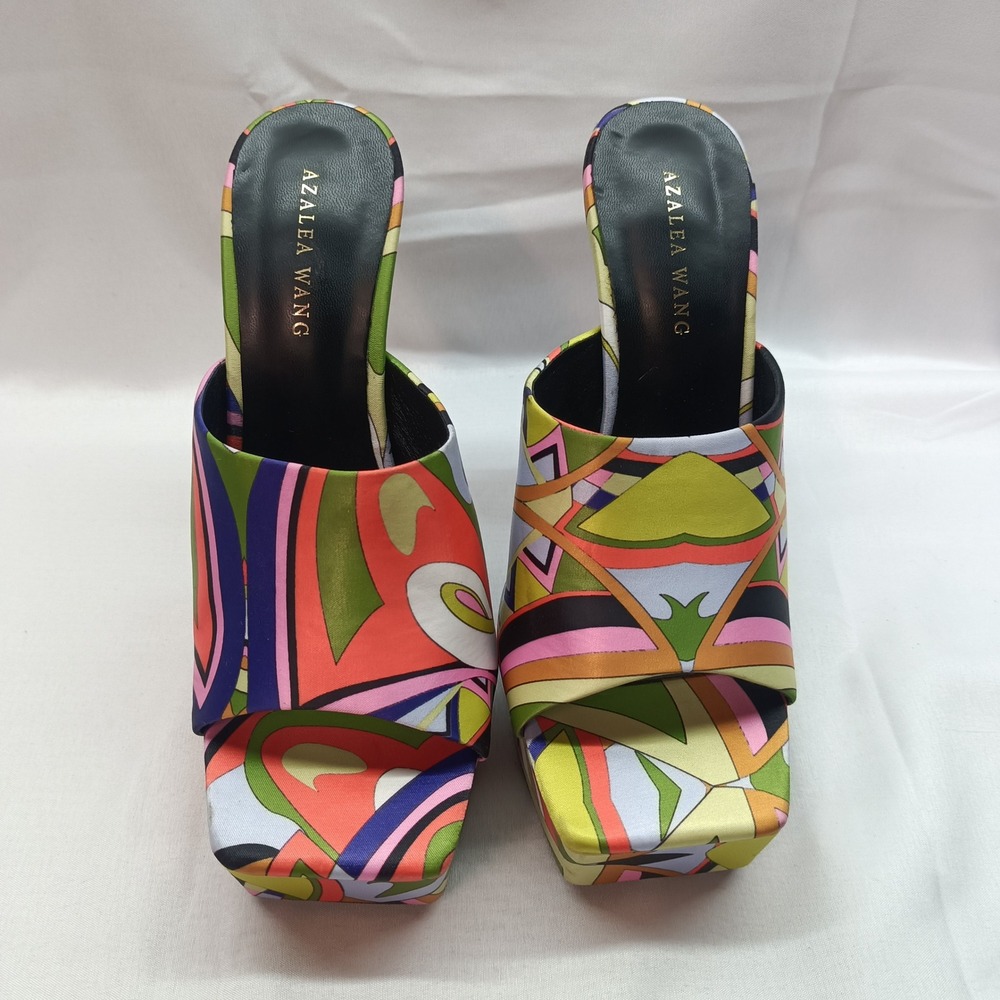 Azalea Wang Nakisha 70s Style Retro Platform Square Toe Flared 6in Heels 7.5 - Picture 3 of 9